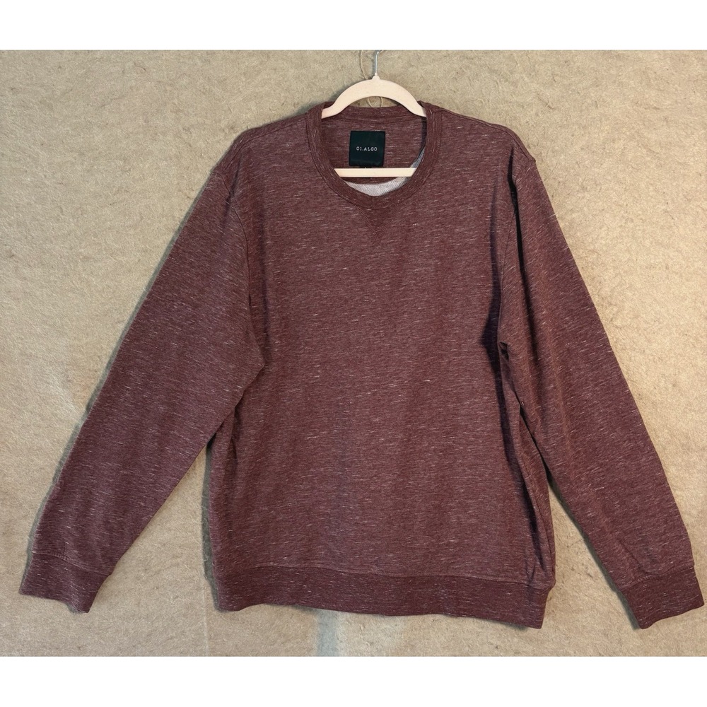 01.Algo Fleece Shirt Mens Sz L Maroon Long Sleeve Pullover Athleisure